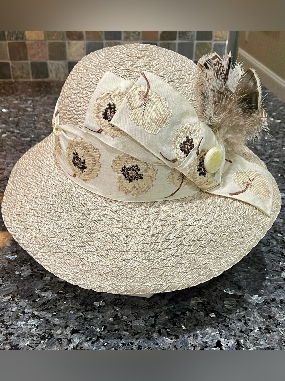 Fleur de Paris New Orleans Cream Straw Hat Handmade Signed One of a Kind